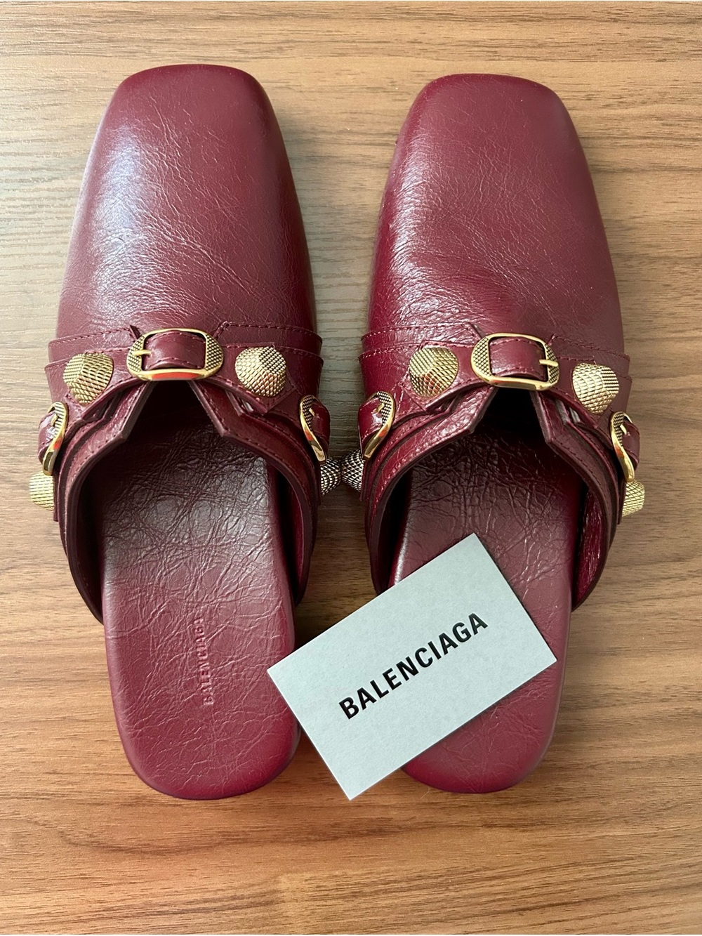 NEW $991 Balenciaga Women's Cosy Cagole Flat Slipper Mule Shoes SZ 37.5 burgundy